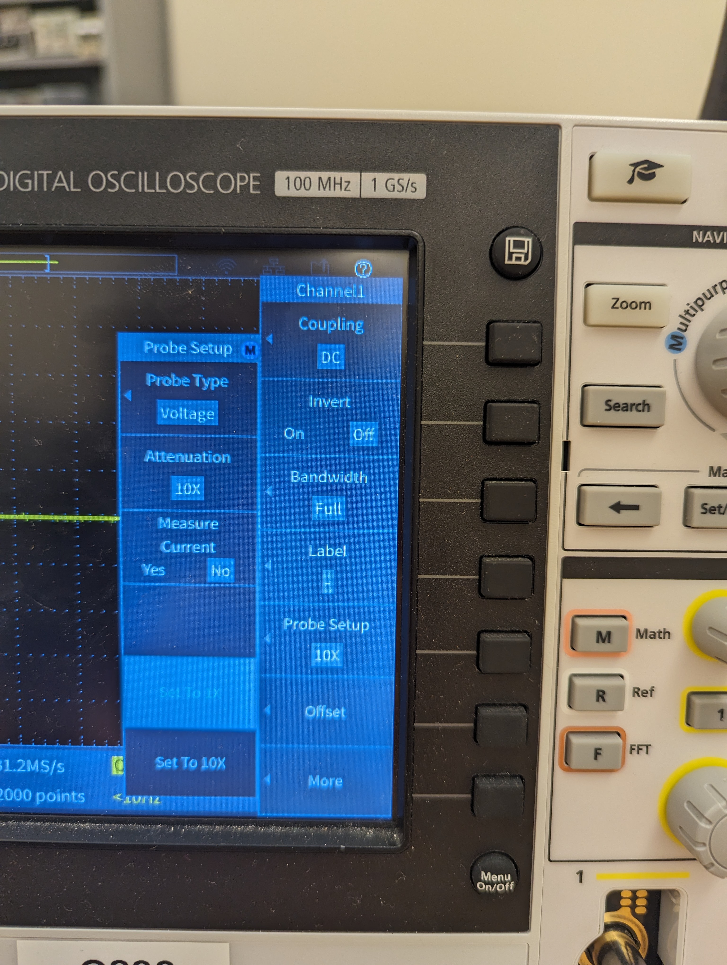 Set Probe Setup to 1x.