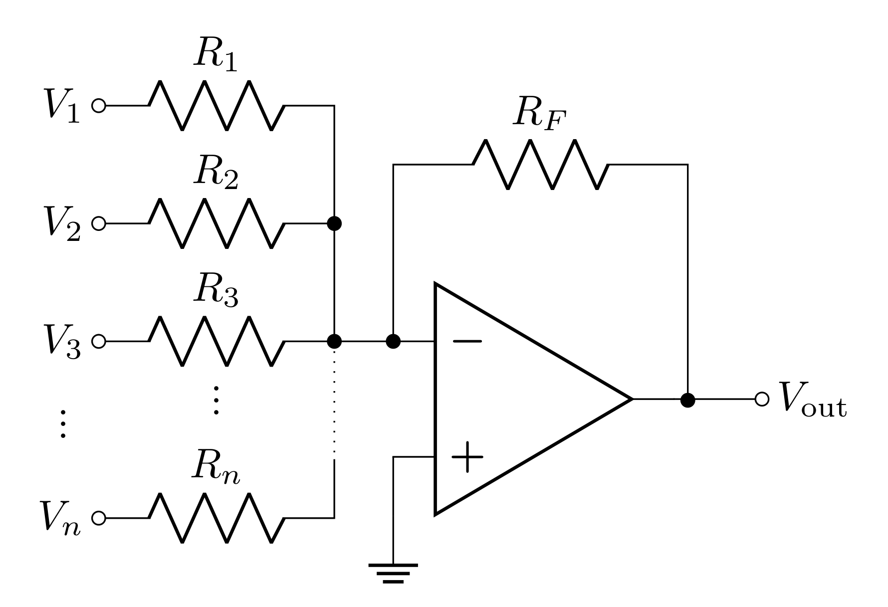 Summing amplifier can sum 2 or more voltages