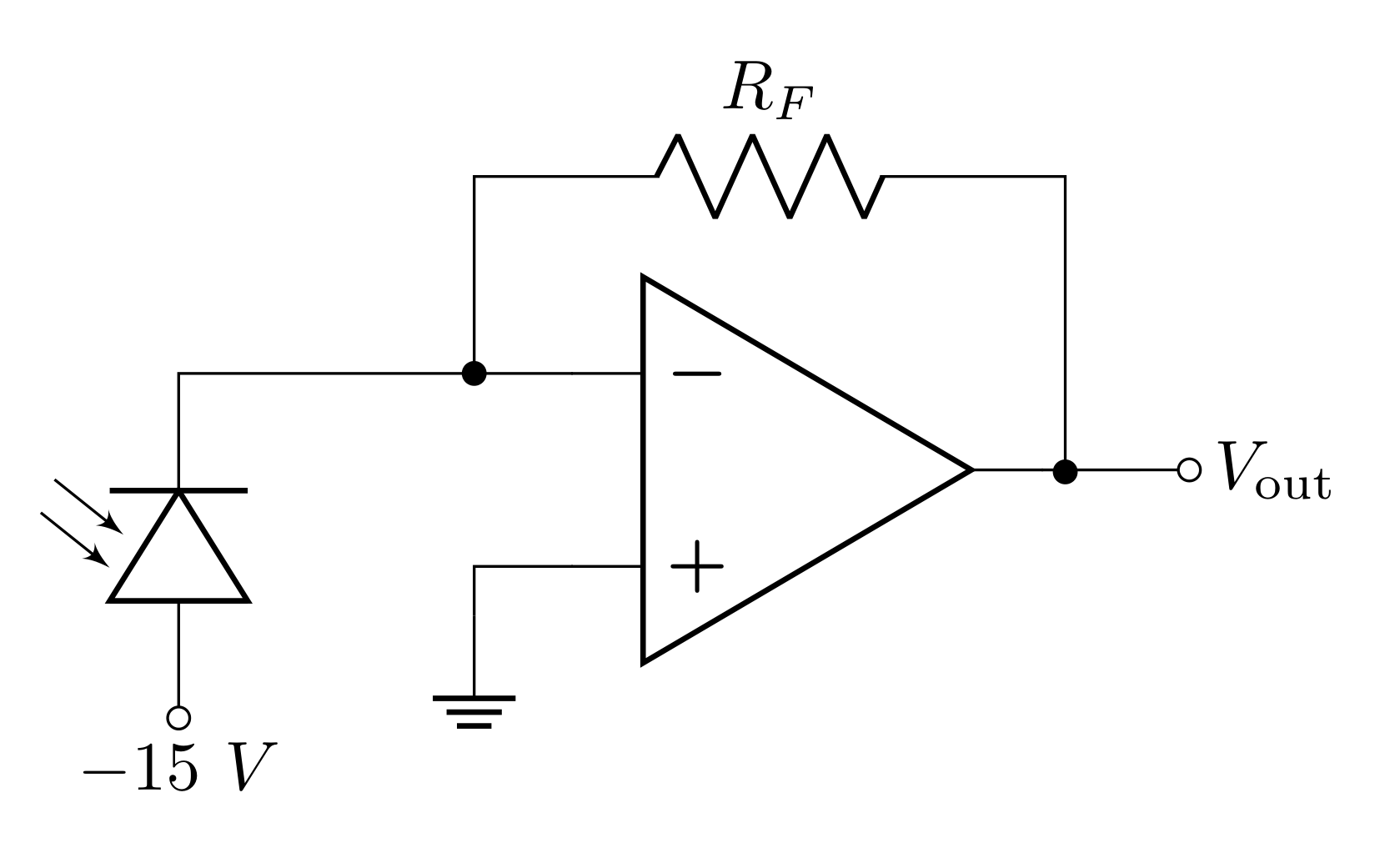 A basic photometer with reverse biased photodiode.