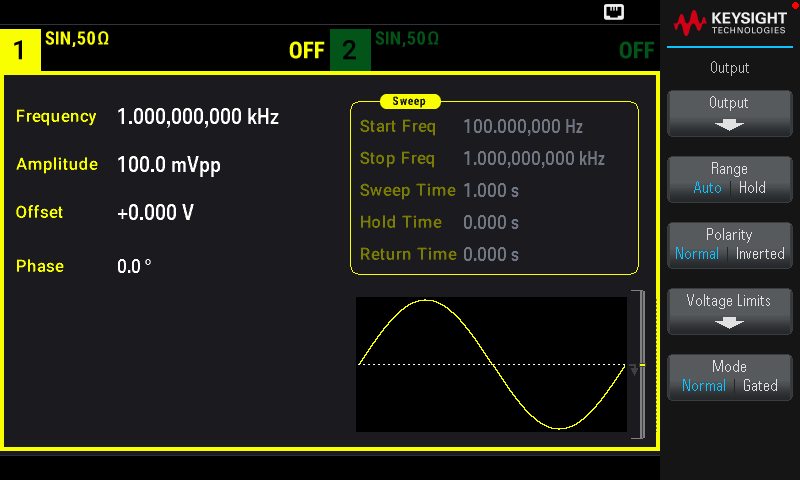 Figure 21: Keysight EDU33212A Setup Menu