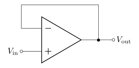 Figure 3: Voltage buffer/follower (with implied power)