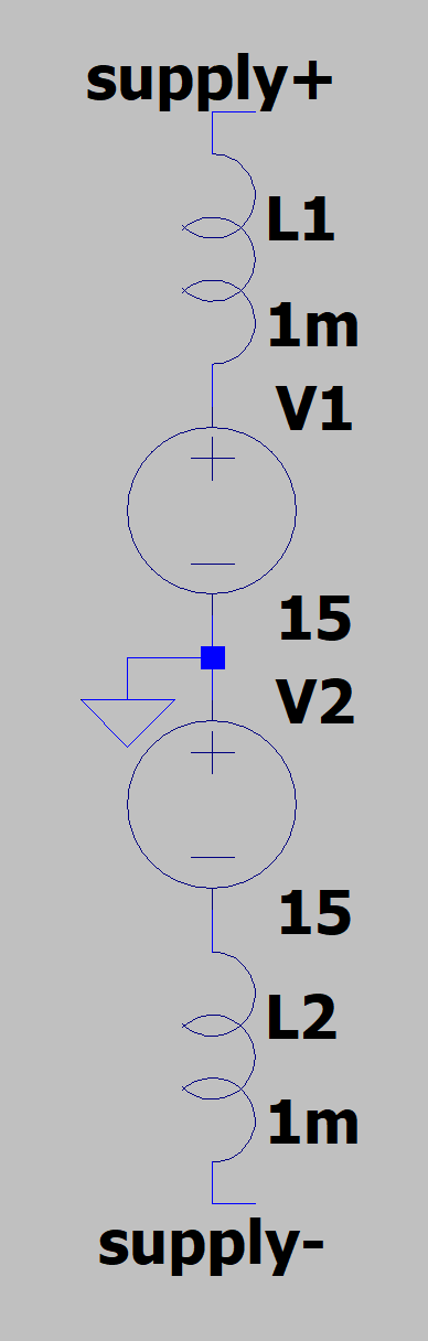 Figure 10: A real power supply has series inductance.