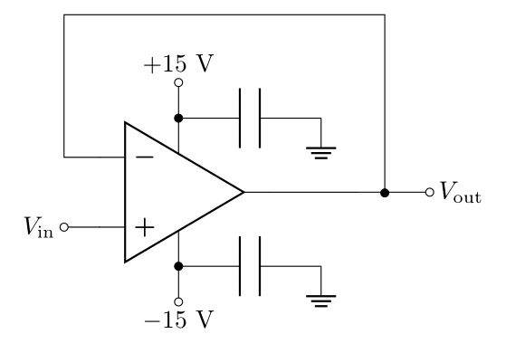 Figure 14: Voltage buffer (aka voltage follower)