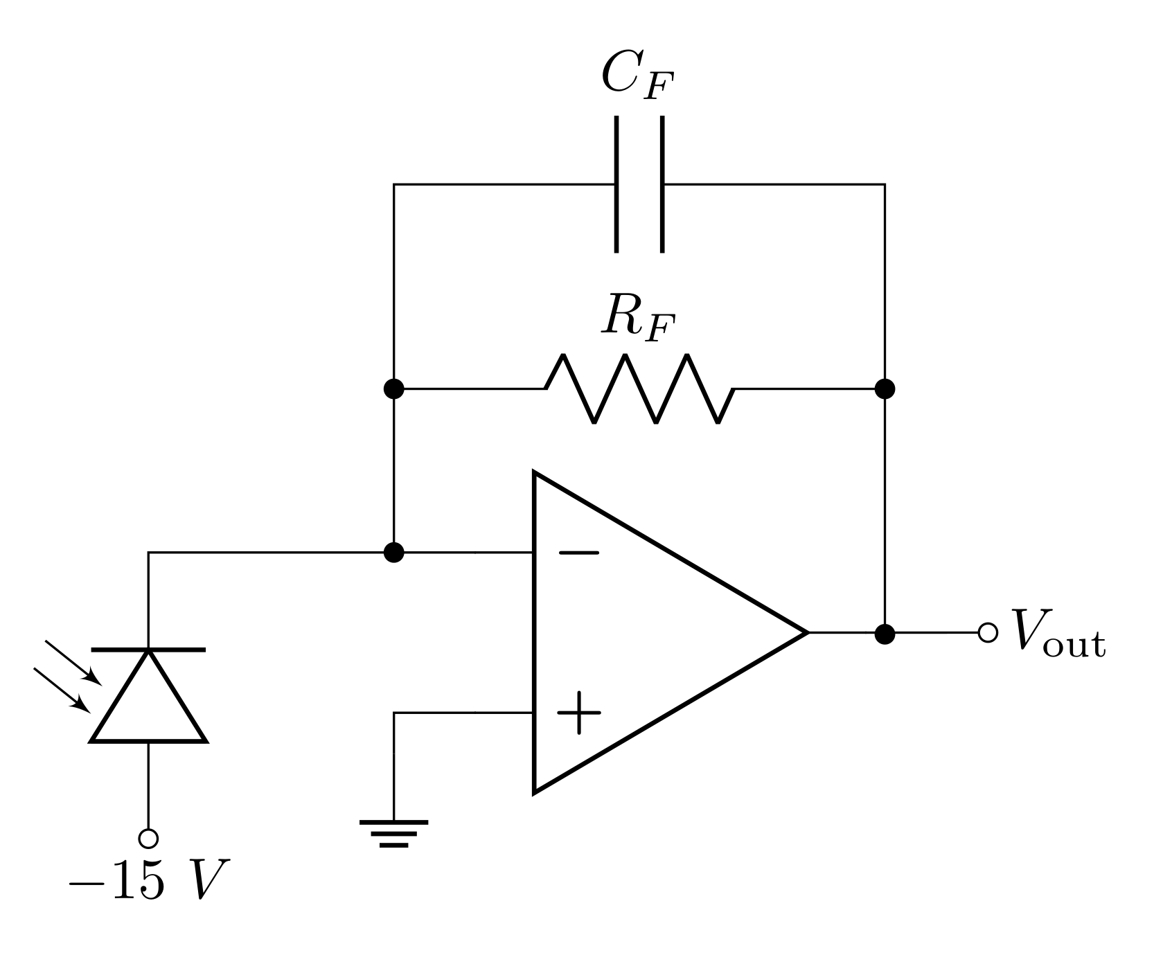 Figure 7: A basic photometer with reverse biased photodiode.